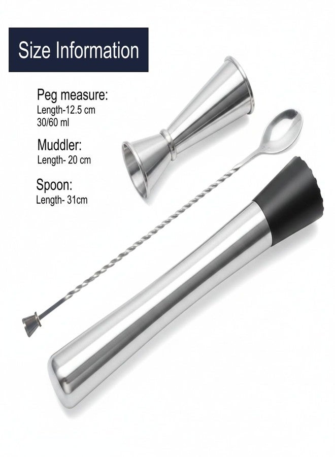 finality Mojito Muddler Bar Tool Set, 3 PCS Cocktail Set Mixing Tools Stainless Steel Cocktail Muddler with Cocktail Spoon Long Handle and Jigger for Mojitos Fruit Drinks (Stirrer Spoon - RPM) - Image 2